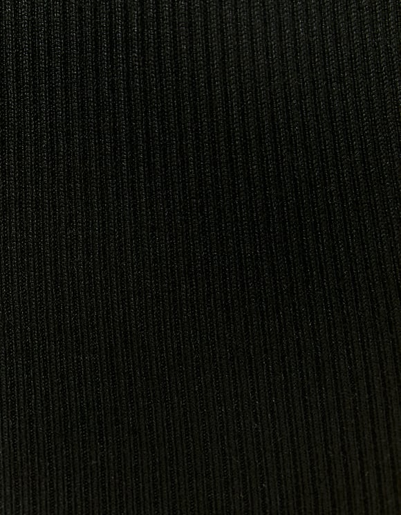 Ladies Cut Out Knitted Black Mini Dress-Close Up View