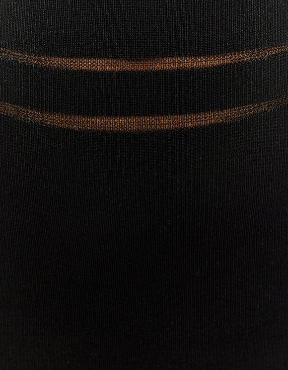 Ladies Figure-Hugging Blcak Mini Dress-Close Up View