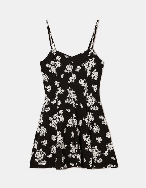 Tally Weijl Floral Black/White Mini Dress Black front view
