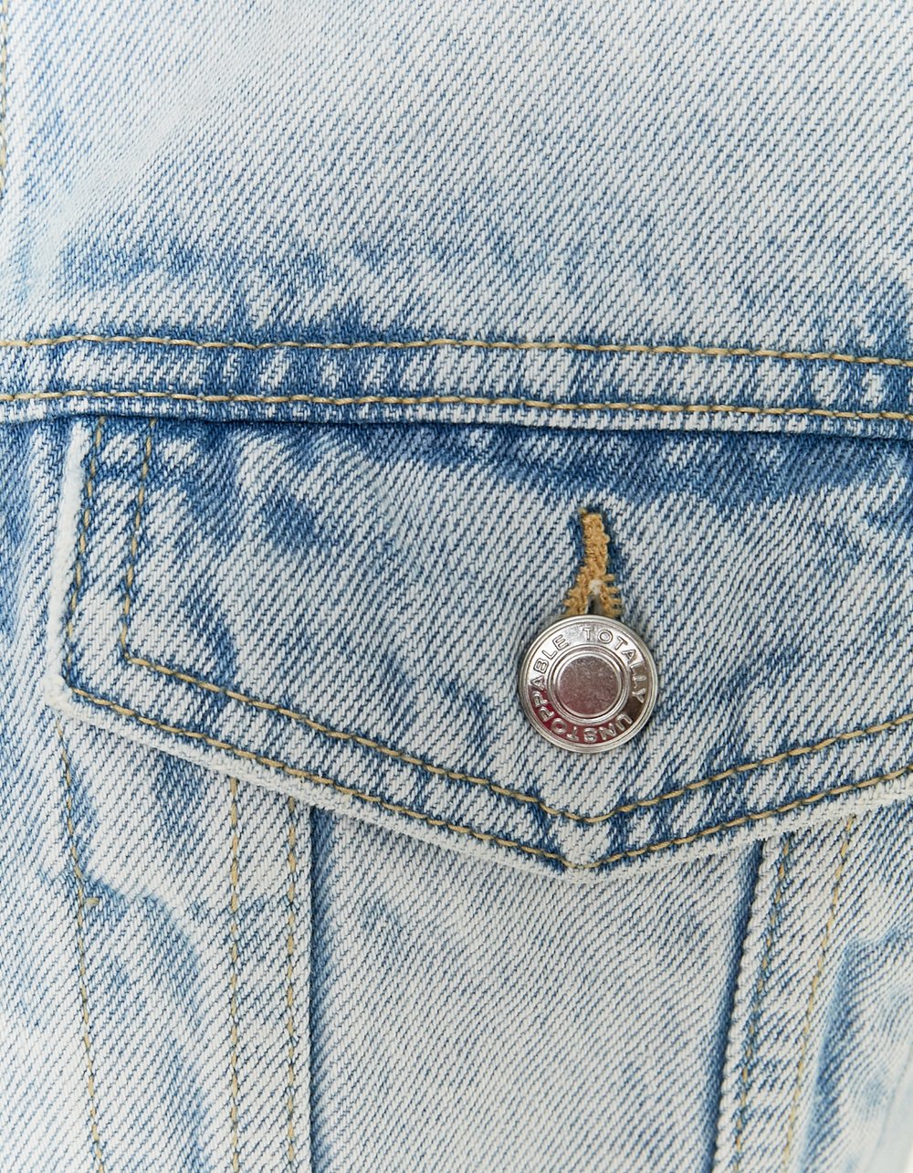 Ladies Blue Short Denim Jacket-Pocket View