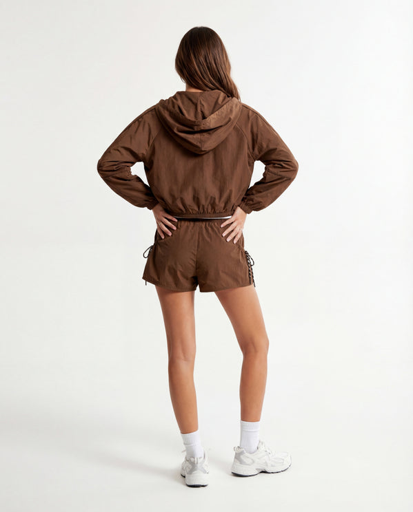 Tally Weijl Brown Loose Fit Zip Up Jacket Brown model front view