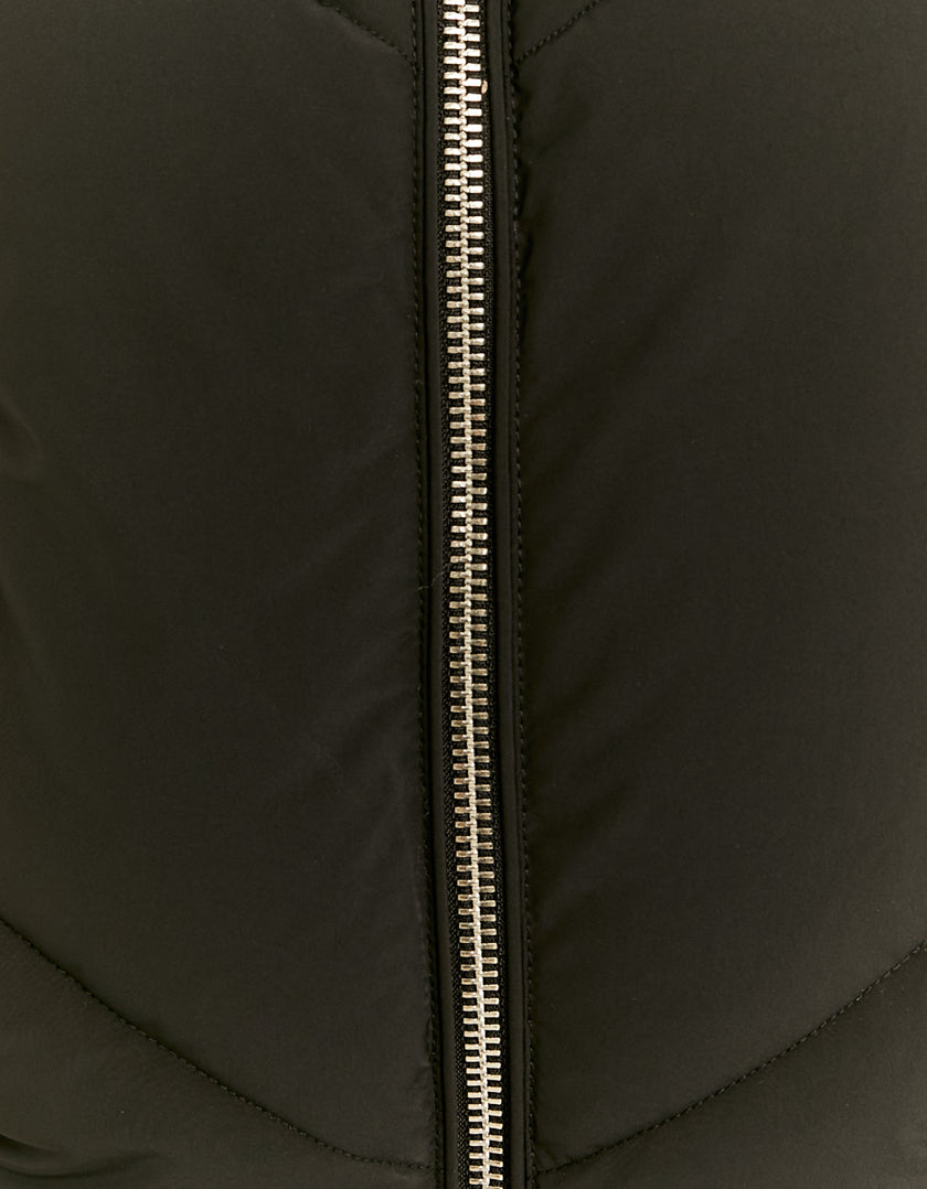 Ladies Black Gilet With Hood-Zip Fastening View