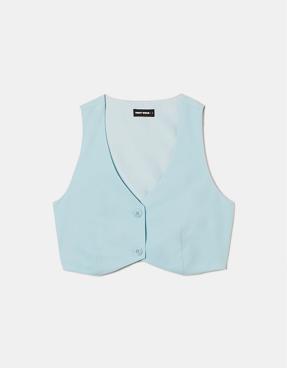 Tally Weijl Classic Cropped Blue Vest Blue front view