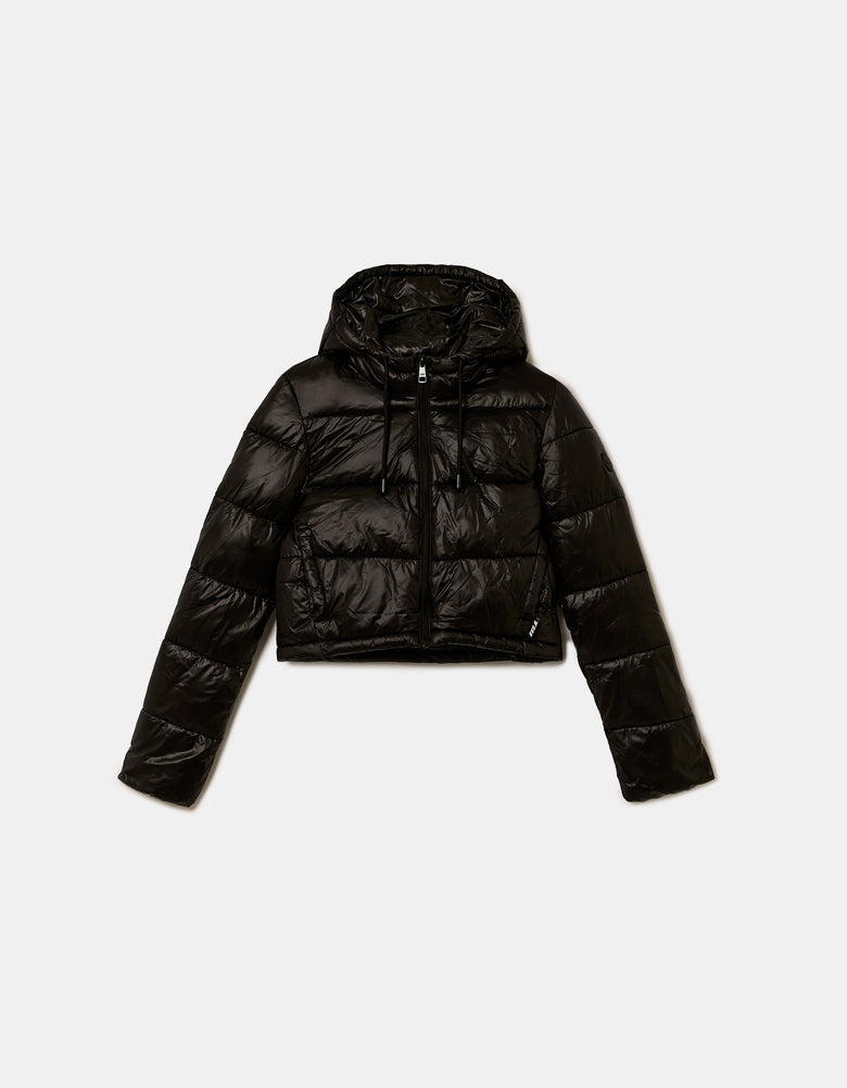 Tally Weijl Black Cropped Padded Jacket Black back view