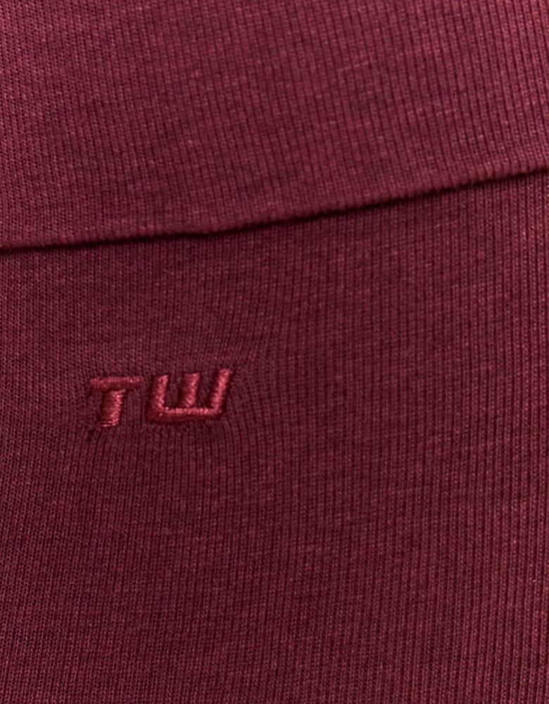Ladies Basic Burgundy Cotton Trousers-Logo View