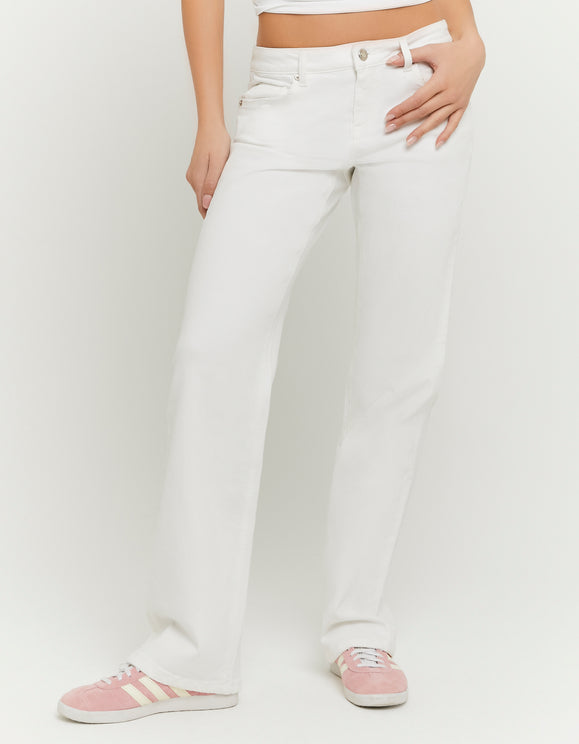 Tally Weijl White Straight Leg Trouser White model front view