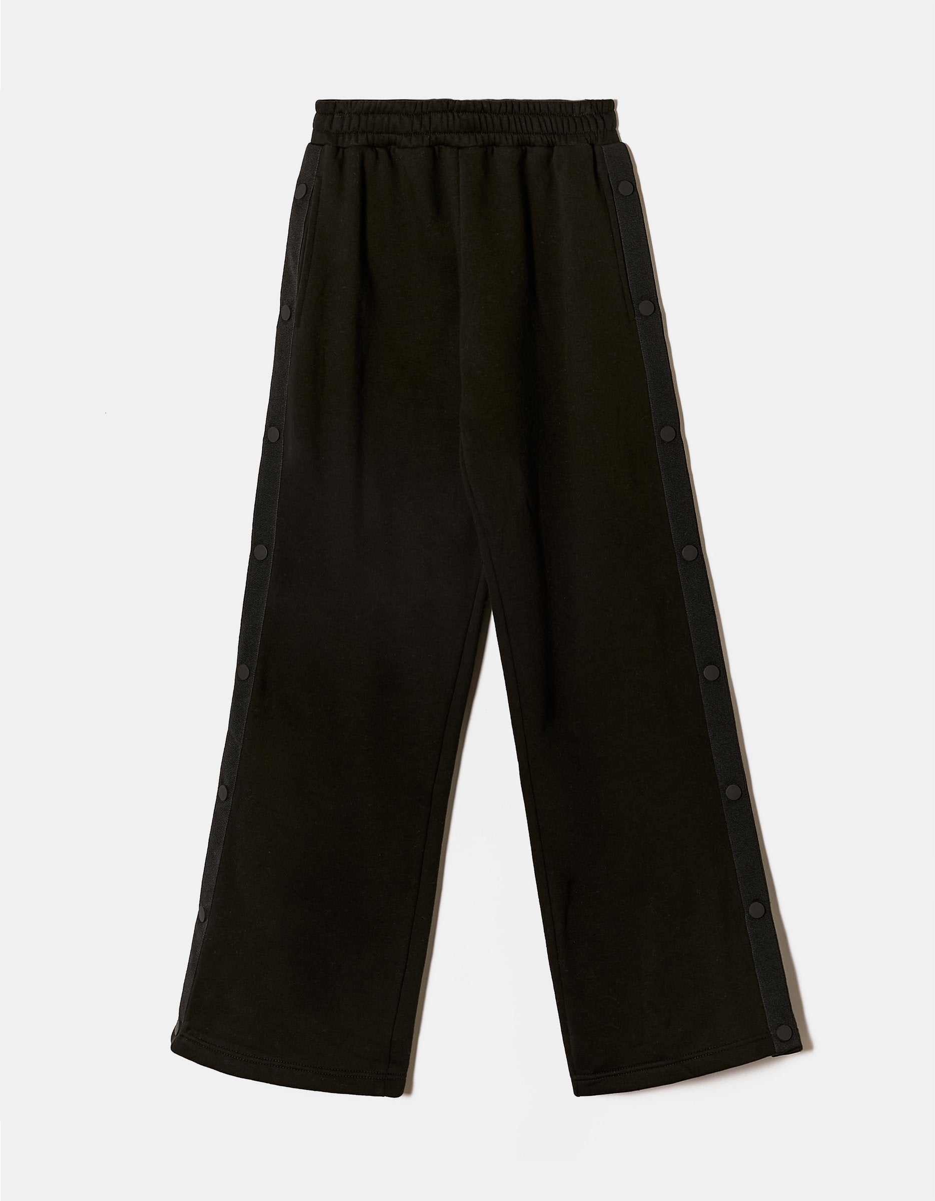 Ghost front view of the black wide leg joggers