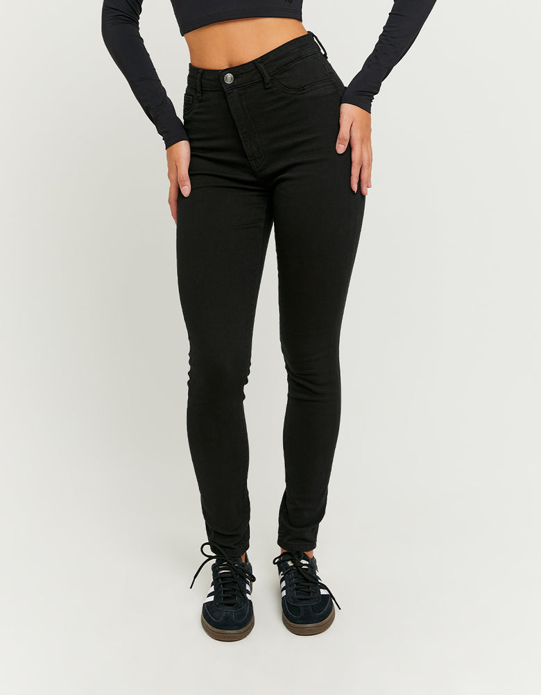 Ladies Black Skinny Jeans-Closer View of the Front