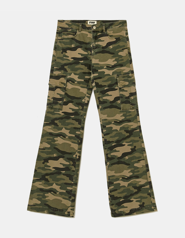 Camouflage Bootcut Cargo Trousers