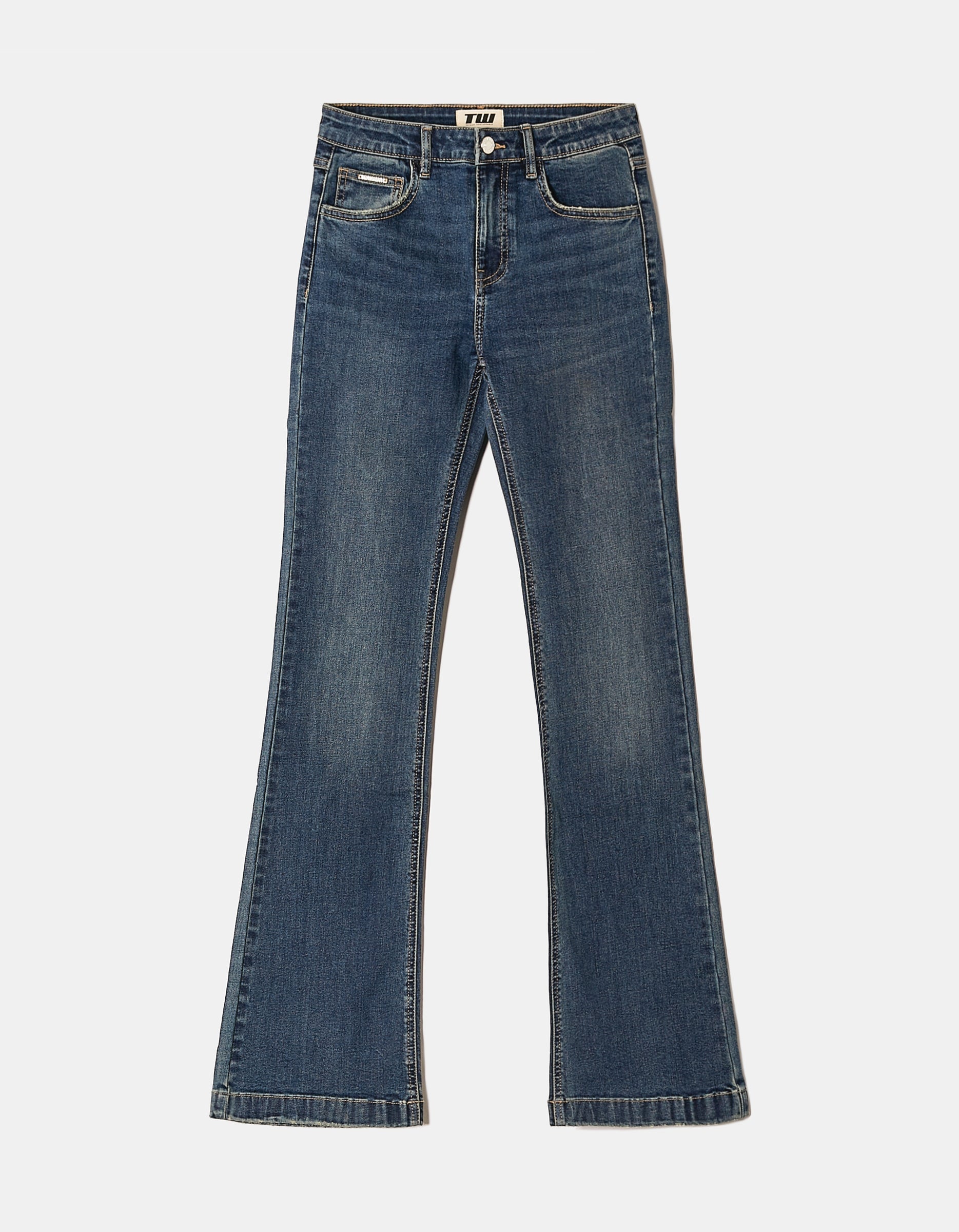 Blue Mid Waist Bootcut Jeans