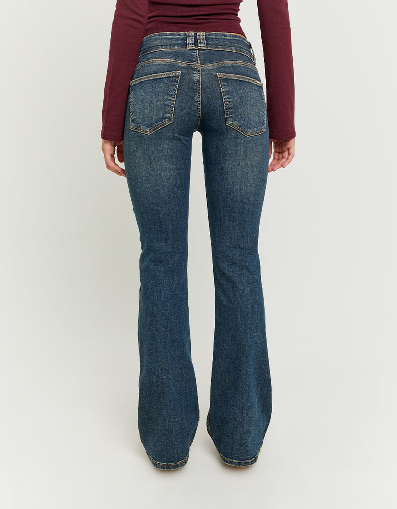 Ladies Low-Waist Blue Bootsut Jeans-Back View
