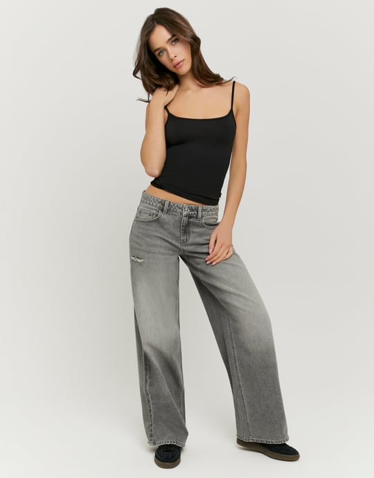 Tally Weijl Grey Low Waist Baggy Jeans GREY front view