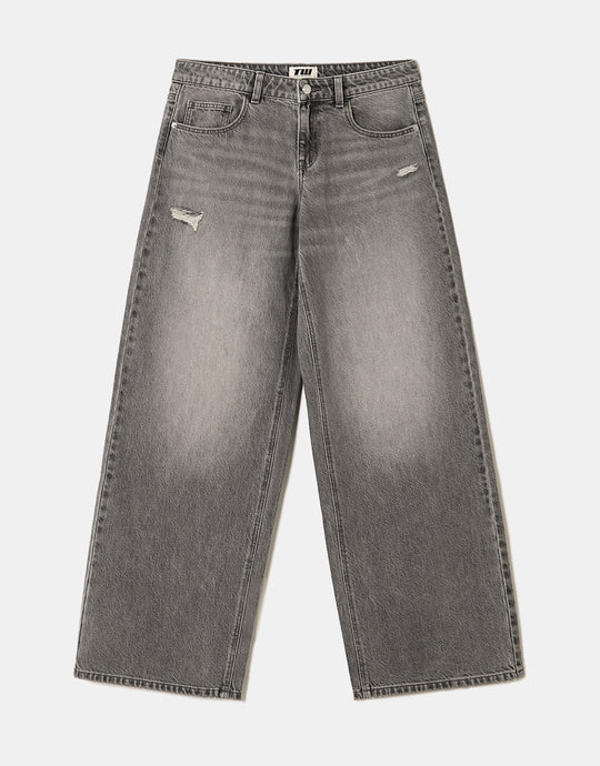Tally Weijl Grey Low Waist Baggy Jeans GREY side view