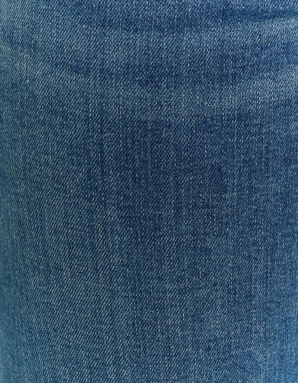 Ladies Blue Mid Waist Push Up Flare Jeans-Close Up View