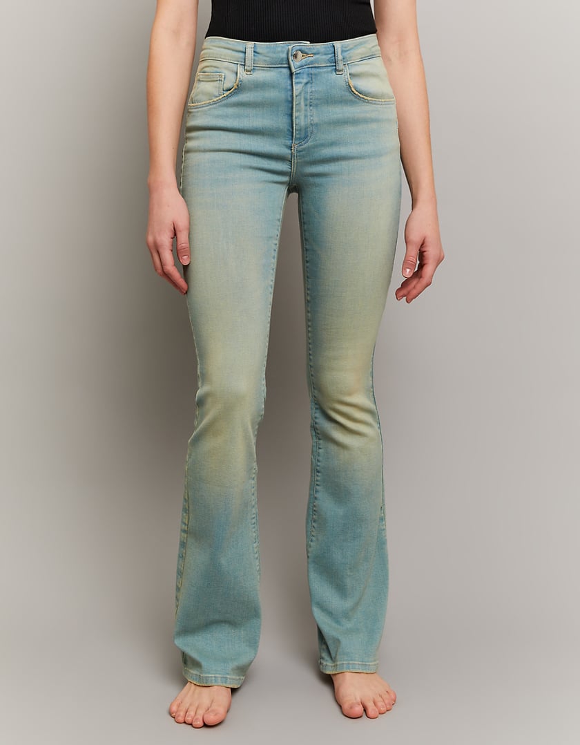 Tally Weijl Push Up Mid Waist Flare Jeans BLUE front view
