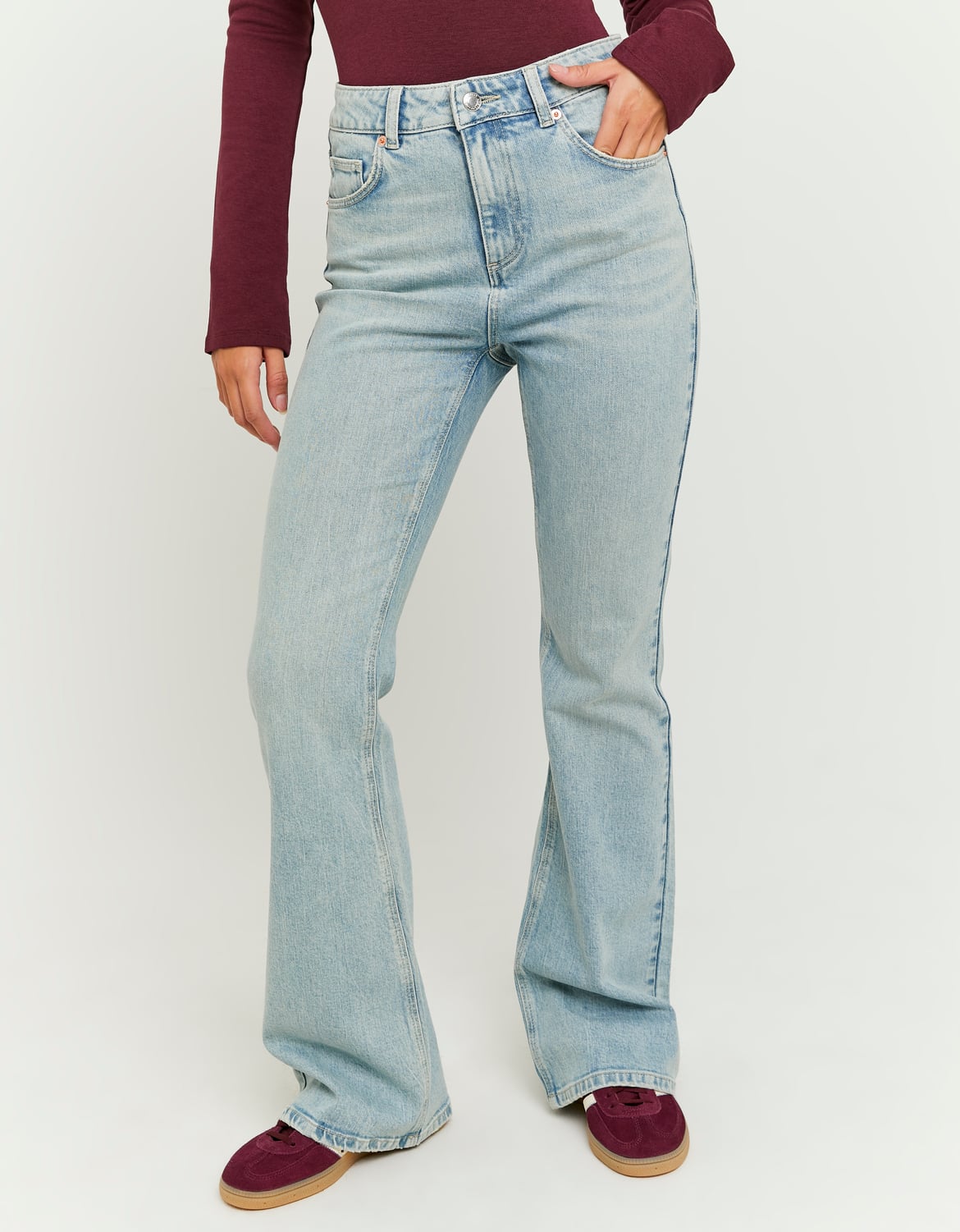 Tally Weijl Blue High Waist Flare Jeans BLUE front view