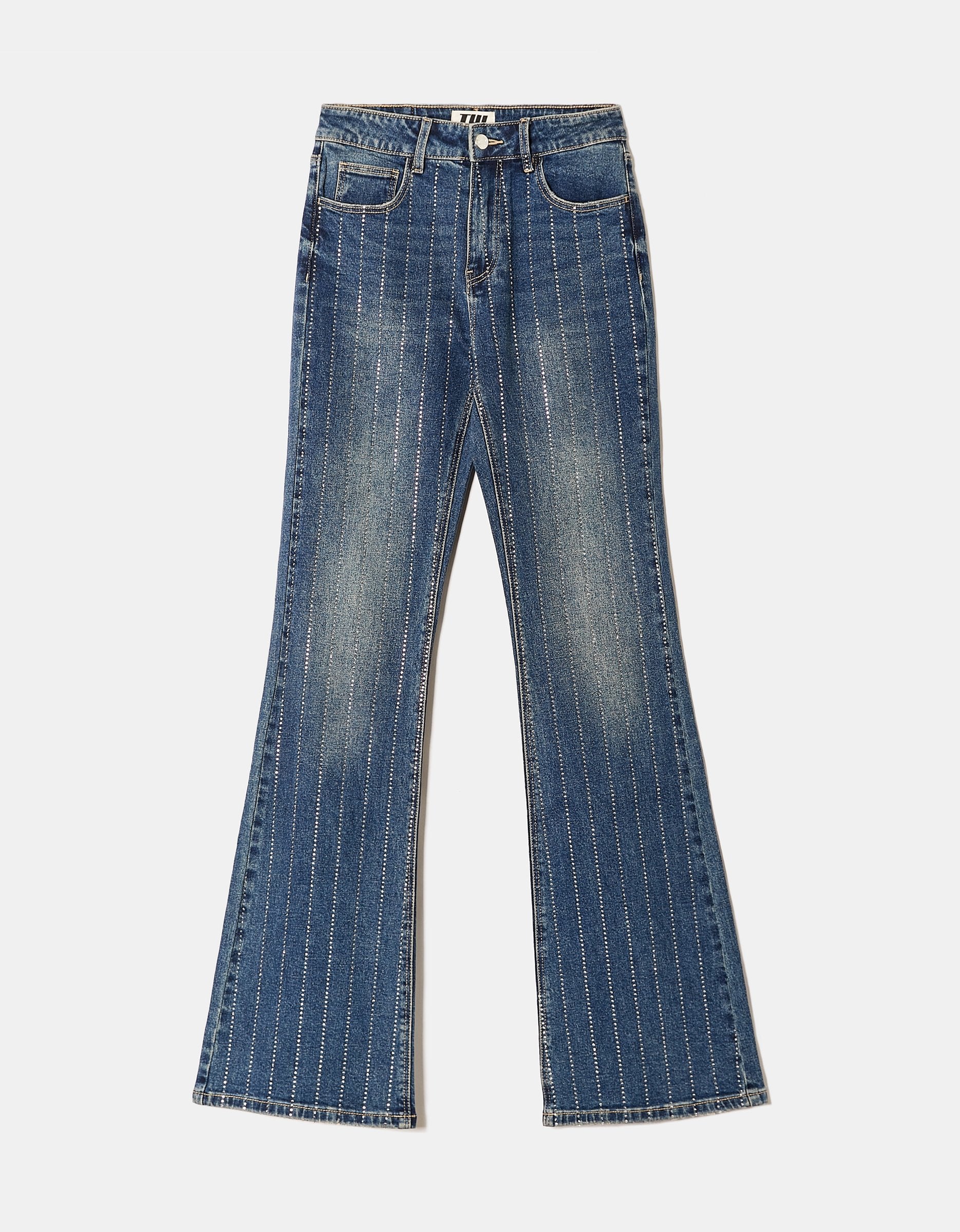 Tally Weijl High Waist Comfort Stretch Flare Jeans With Strass BLUE side view