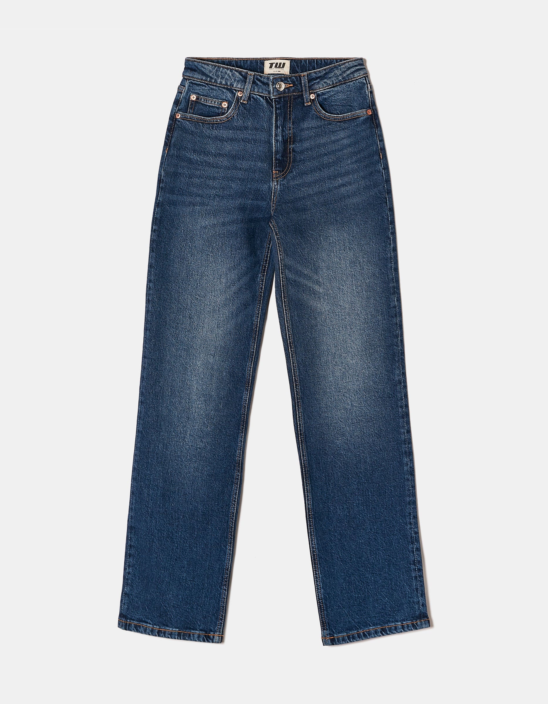 Tally Weijl High Waist Straight Leg Jeans BLUE flat front view
