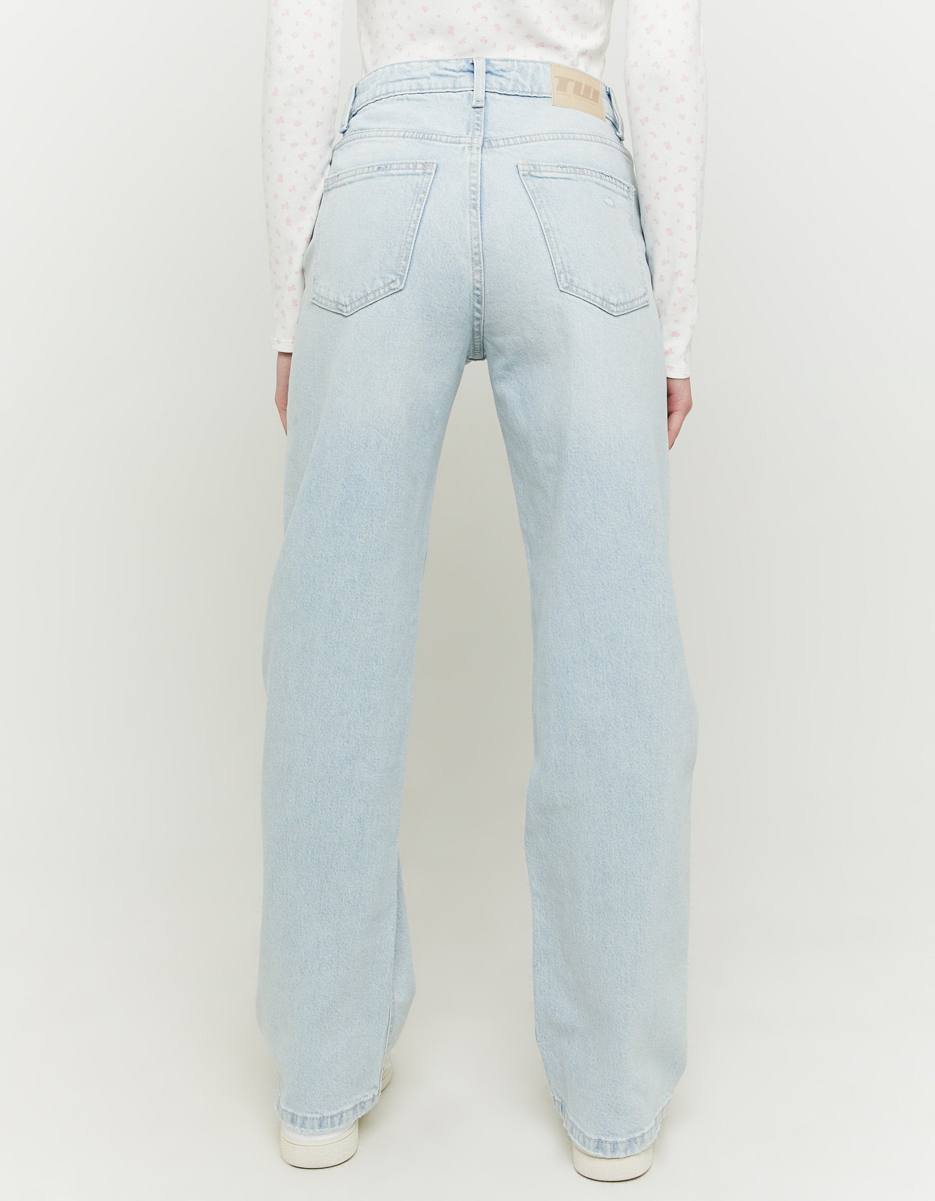 Tally Weijl High Waist Straight Leg Blue Denim Jeans Blue side view