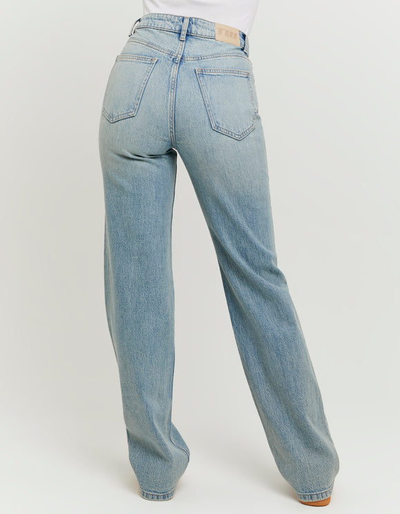 Tally Weijl Light Blue High Waist Straight Leg Jeans Blue flat front view