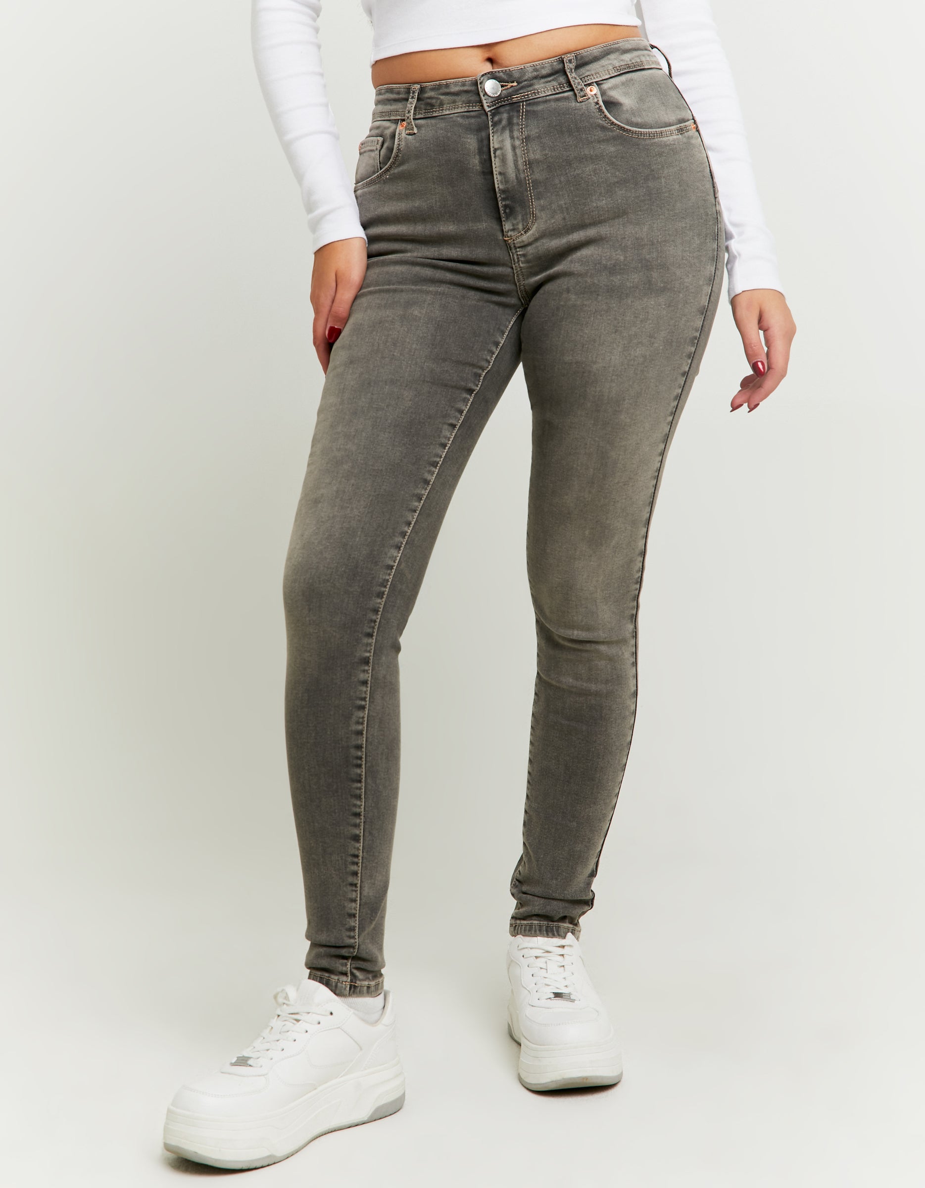 Tally Weijl Mid Waist Skinny Push Up Black Jeans BLACK front view
