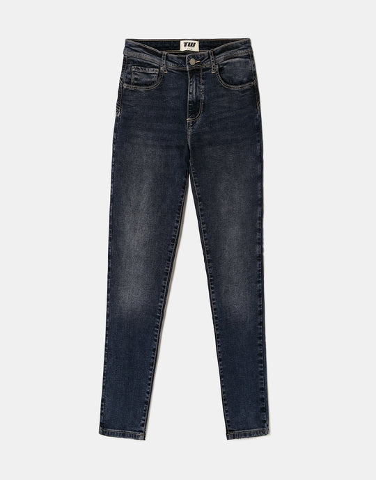 Tally Weijl Dark Blue Mid Skinny Jeans BLUE side view