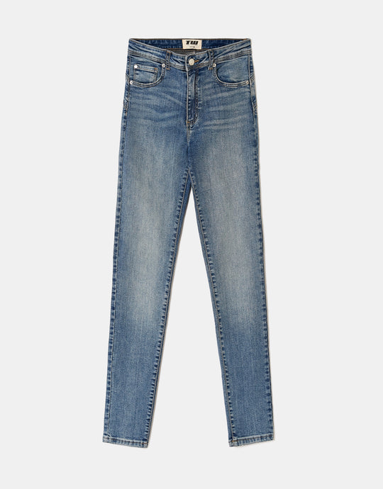 Tally Weijl Mid Waist Push Up Skinny Blue Jeans Blue side view