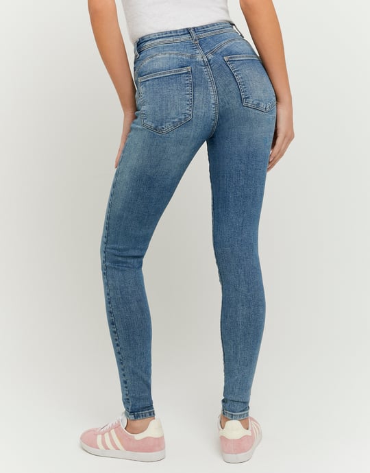 Tally Weijl Mid Waist Push Up Skinny Blue Jeans Blue back view