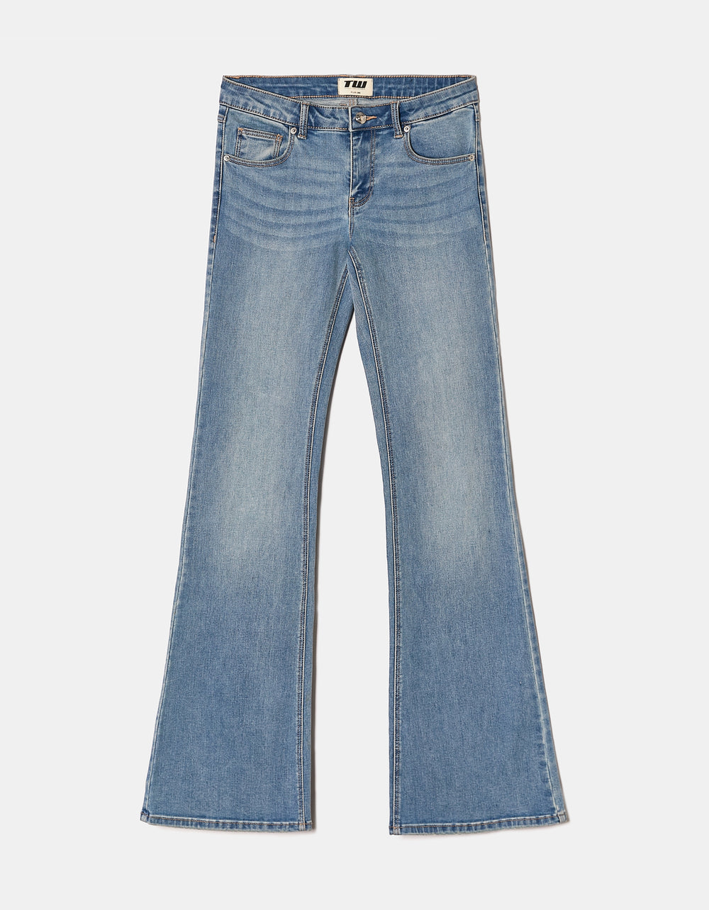 Ladies Blue Low-Waist Bootcut Jeans-Front View