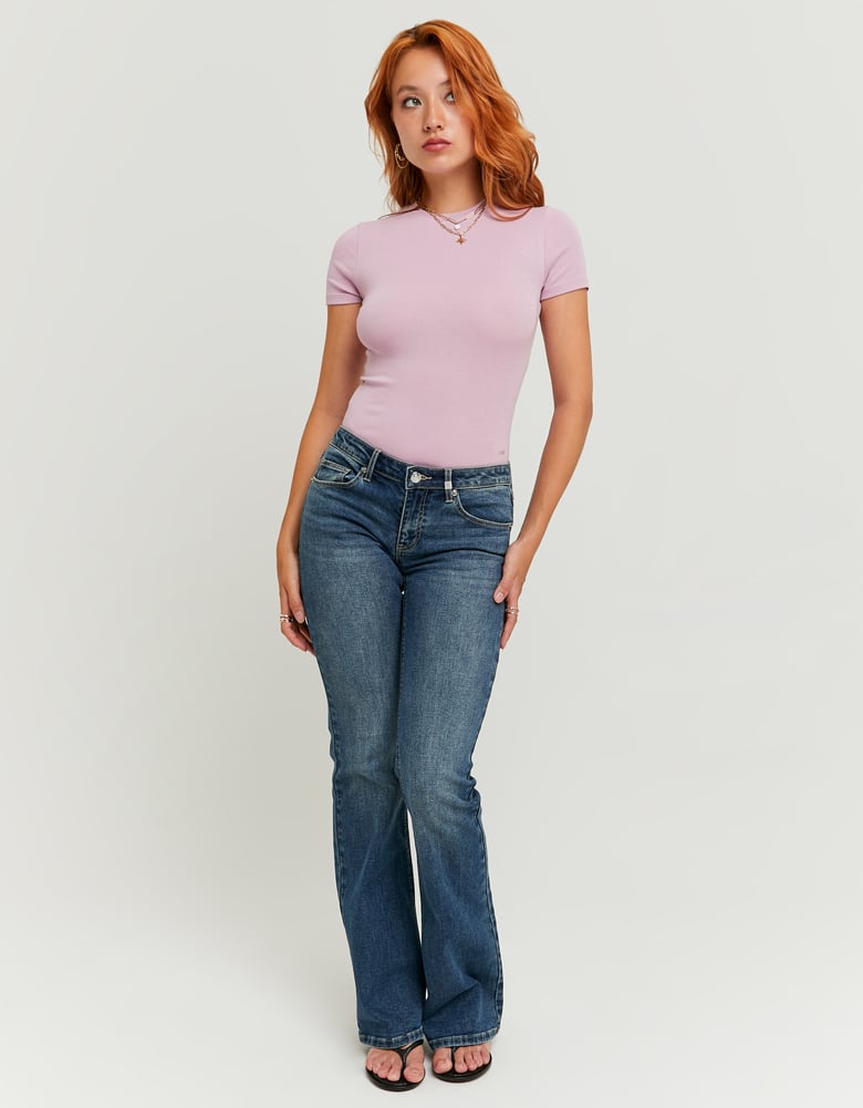 Ladies Low-Waist Bootcut Jeans-Model Full Front View