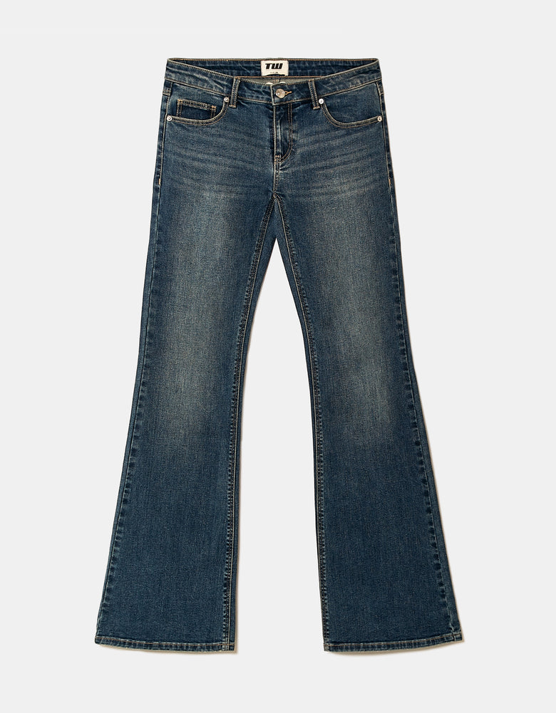 Ladies Low-Waist Bootcut Jeans-Ghost Front View