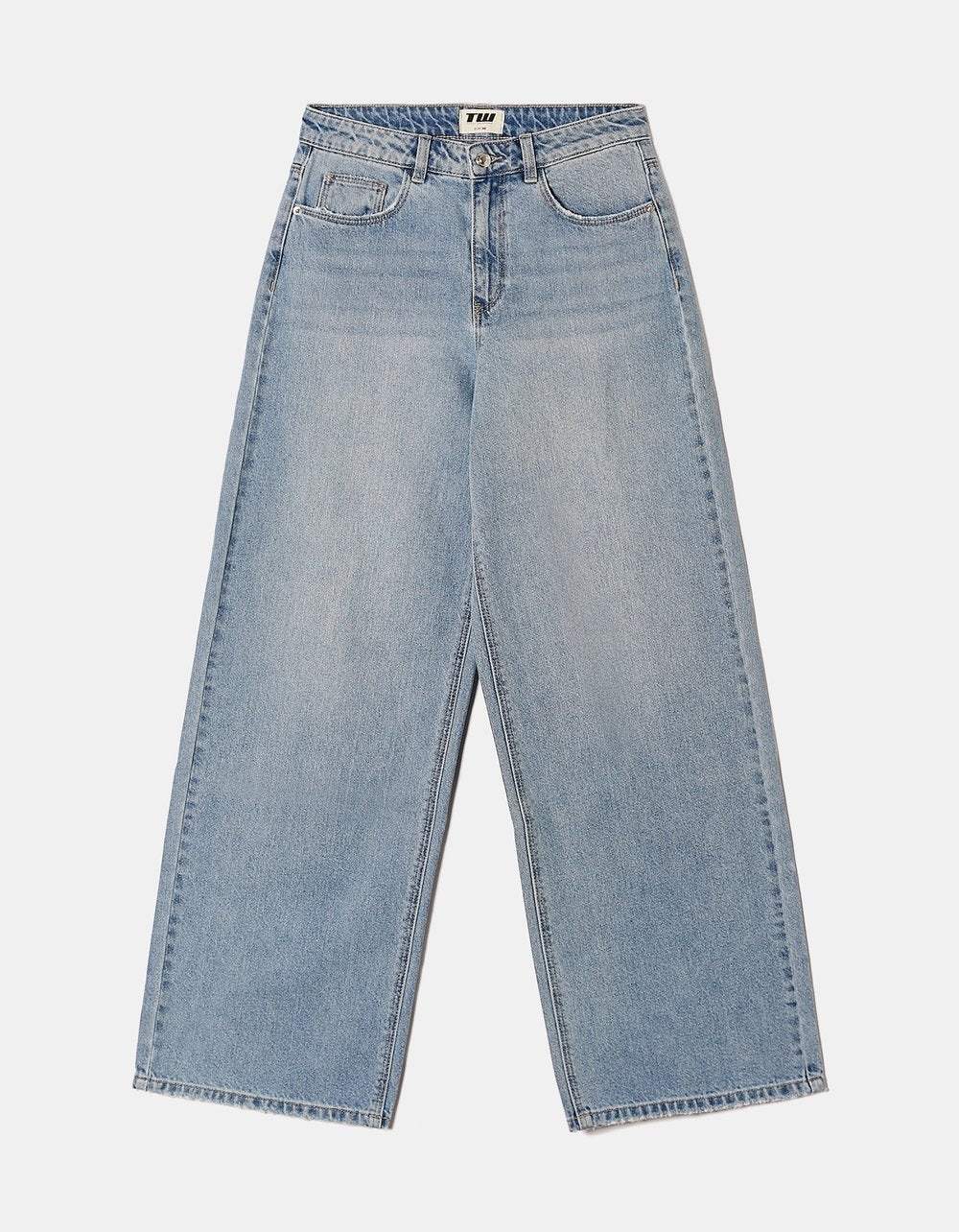 Ladies Mid-Waist Blue Baggy Jeans-Ghost Front View