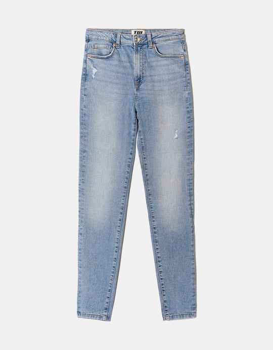 Tally Weijl Light Blue High Waist Skinny Blue Jeans BLUE side view
