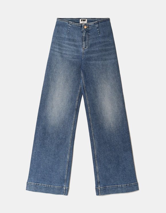Tally Weijl Blue Mid Waist Wide Leg Jeans Blue side view