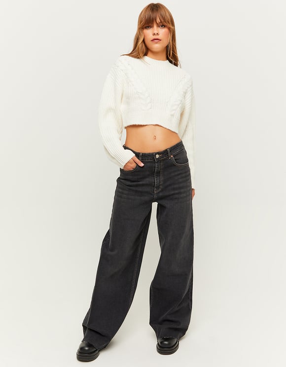 Wide Leg High Waist Black Jeans