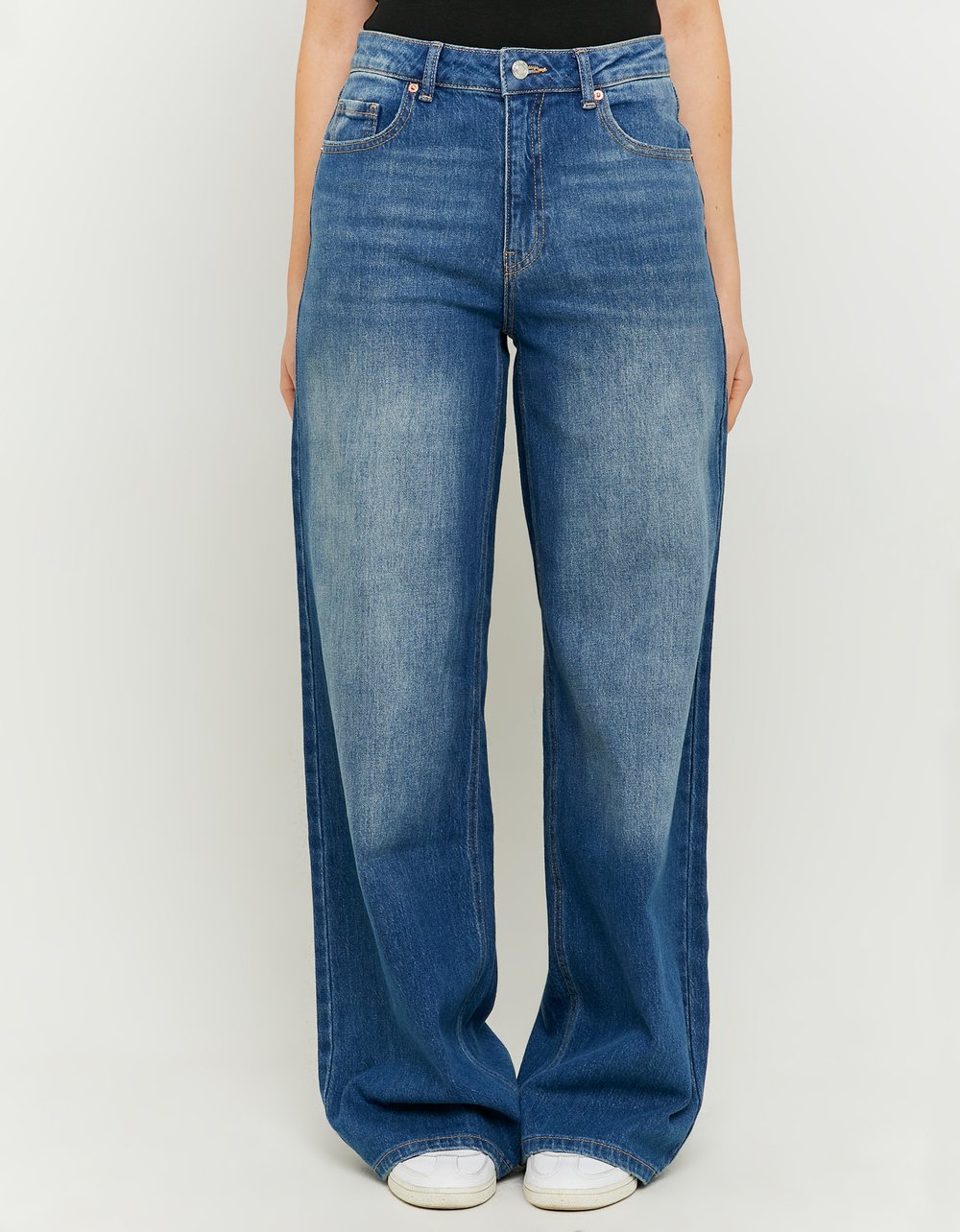 High Waist Wide Leg Blue Jeans