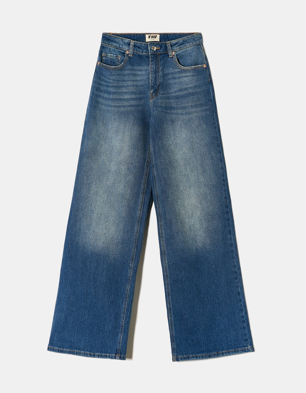 High Waist Wide Leg Blue Jeans
