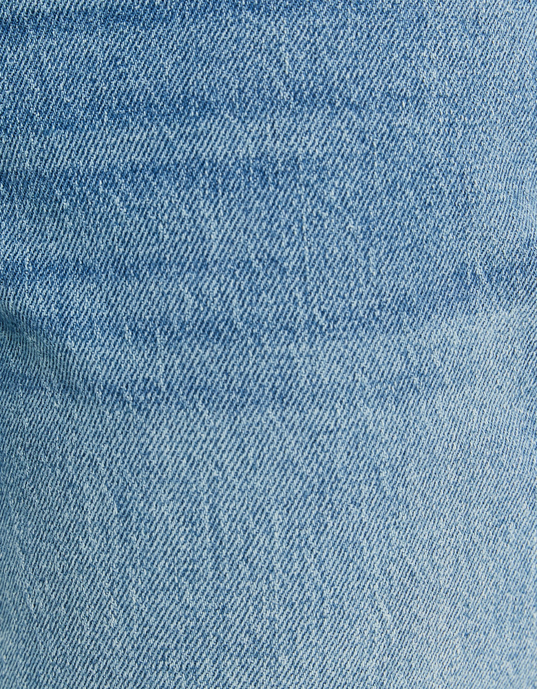 Ladies High Waist Blue Wide Leg Jeans-Close Up Denim View
