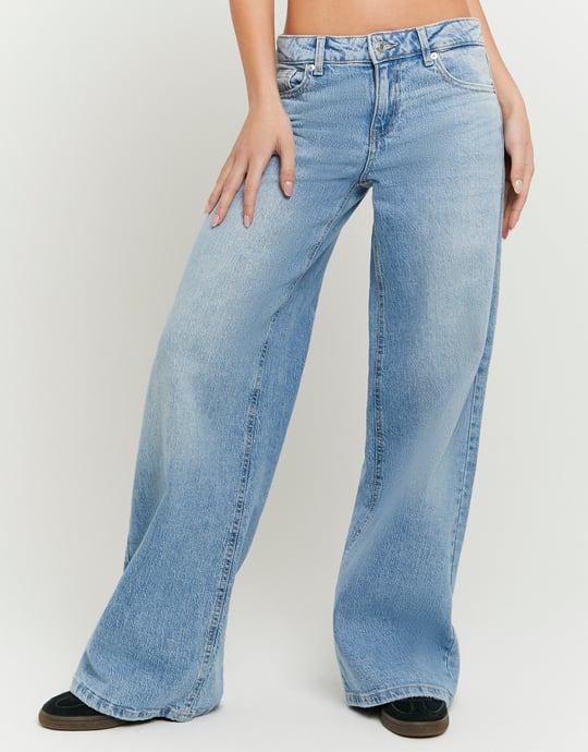 Tally Weijl Blue Mid Waist Wide Leg Jeans Blue front view