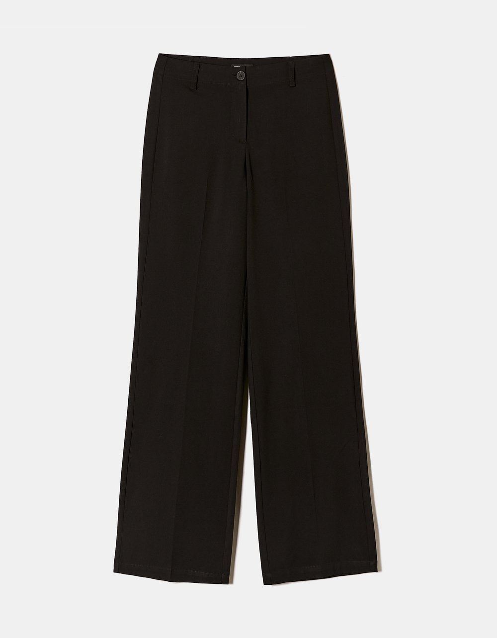 Ladies Black Mid Waist Straight Trousers-Ghost Front View