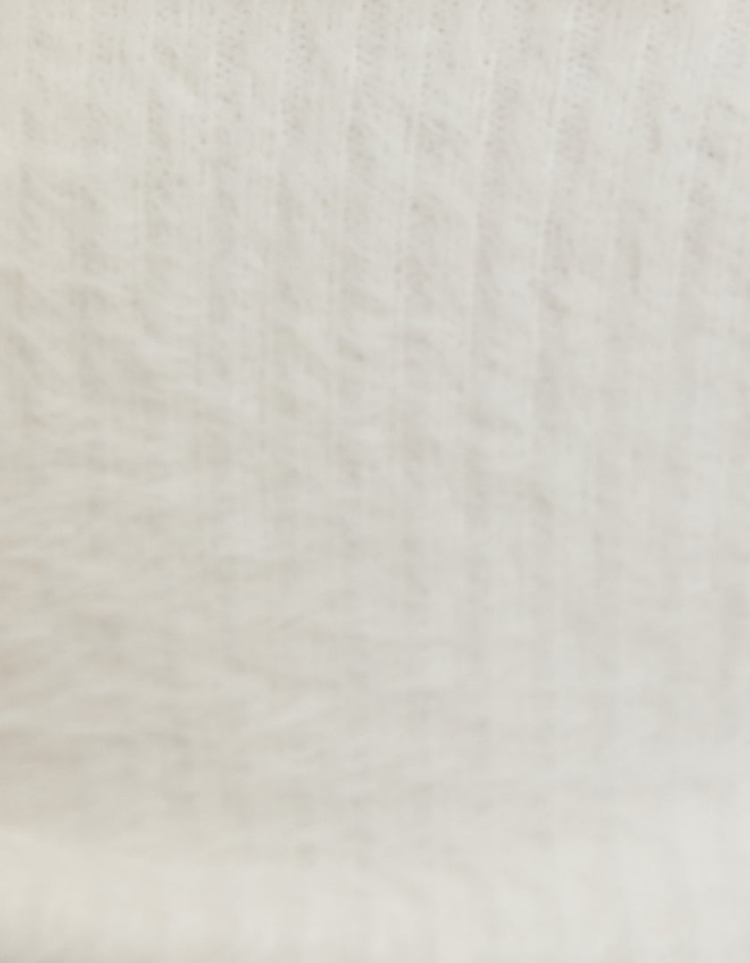 Ladies White Cropped Sort Touch Top-Close Up View