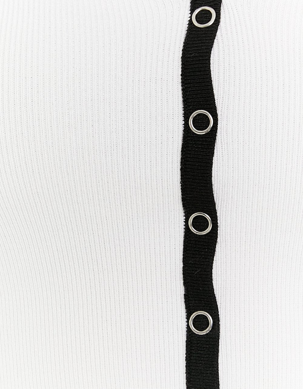 Tally Weijl White Knitted Top With Polo Neck Black/White model back view