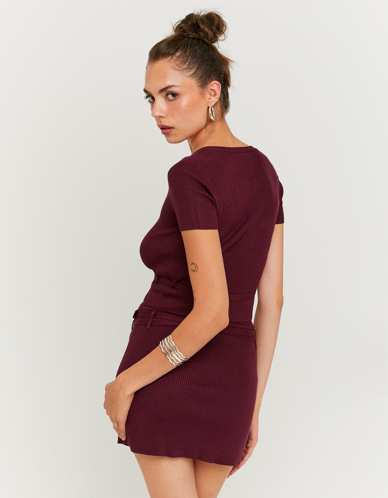 Ladies Purple Knitted Cardigan-Model Back View