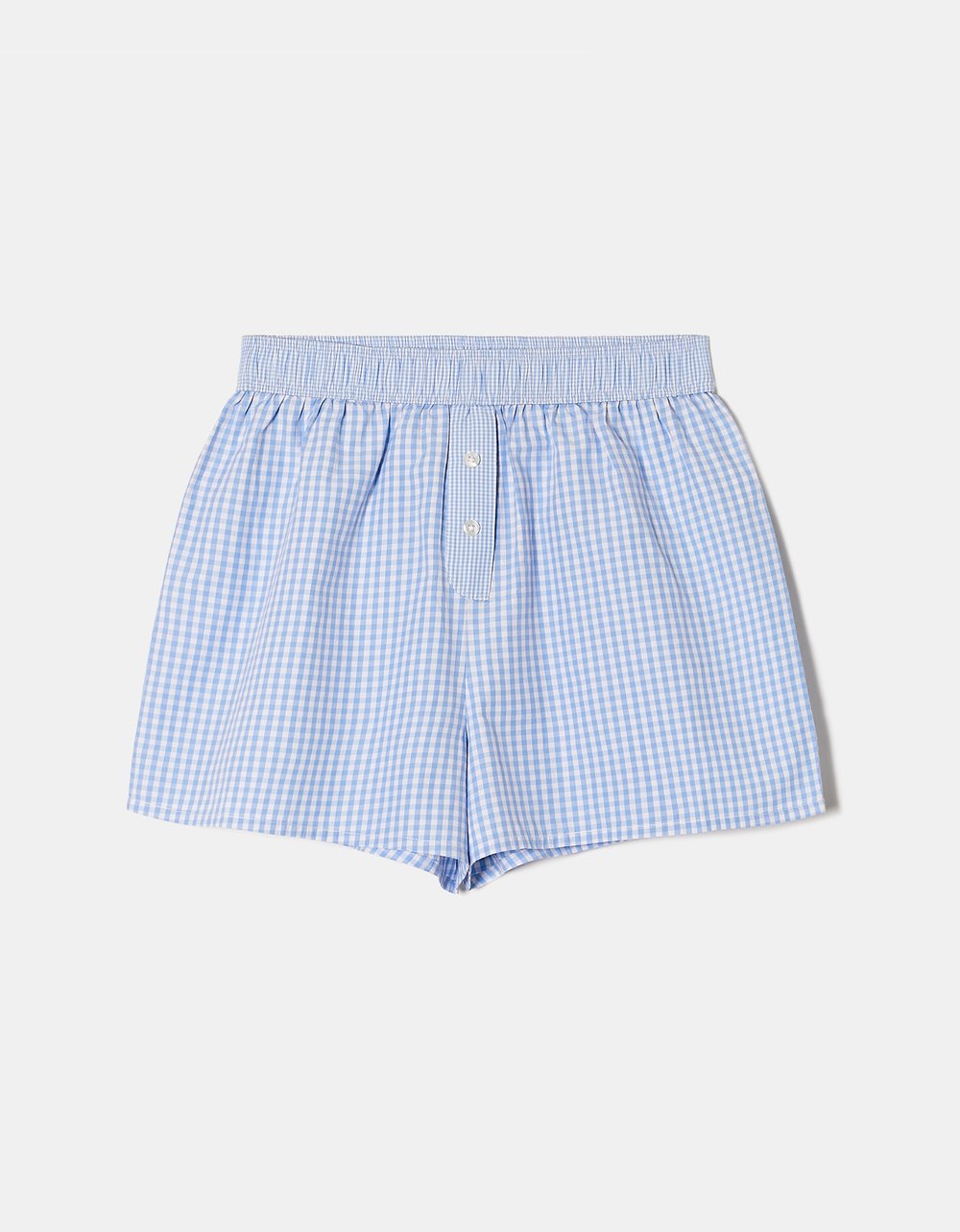 Vichy Blue/White Print Woven Shorts