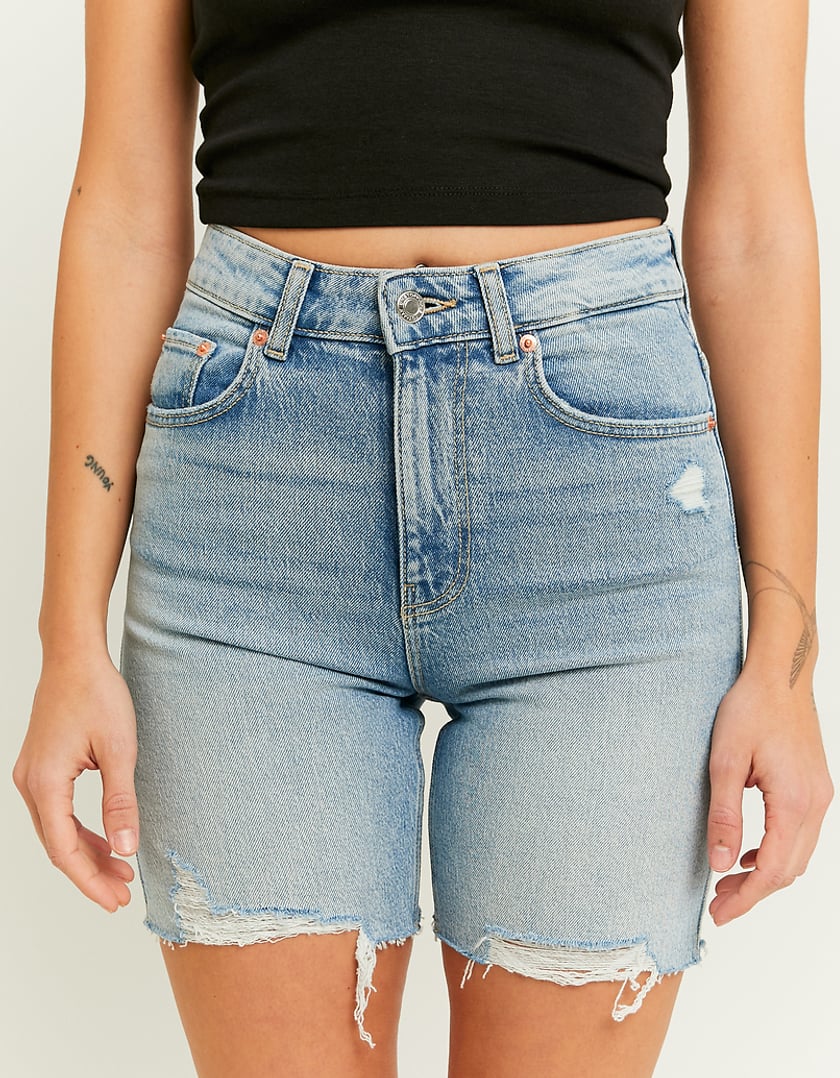 Tally Weijl High Waist Bermuda Shorts BLUE front view
