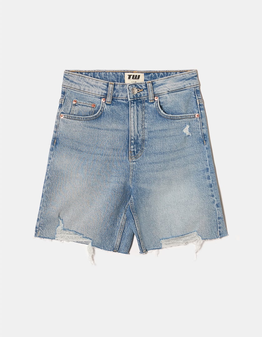 Tally Weijl High Waist Bermuda Shorts BLUE back view