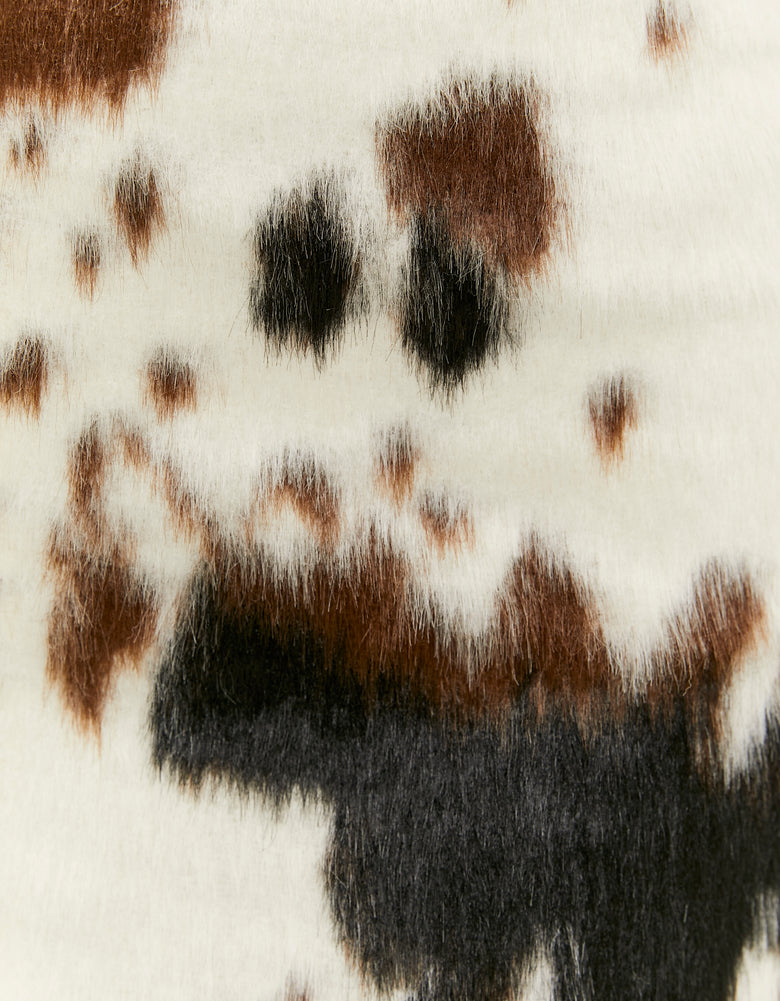 Ladies Cow Printed Zip Up Skirt-Close Up Pattern View