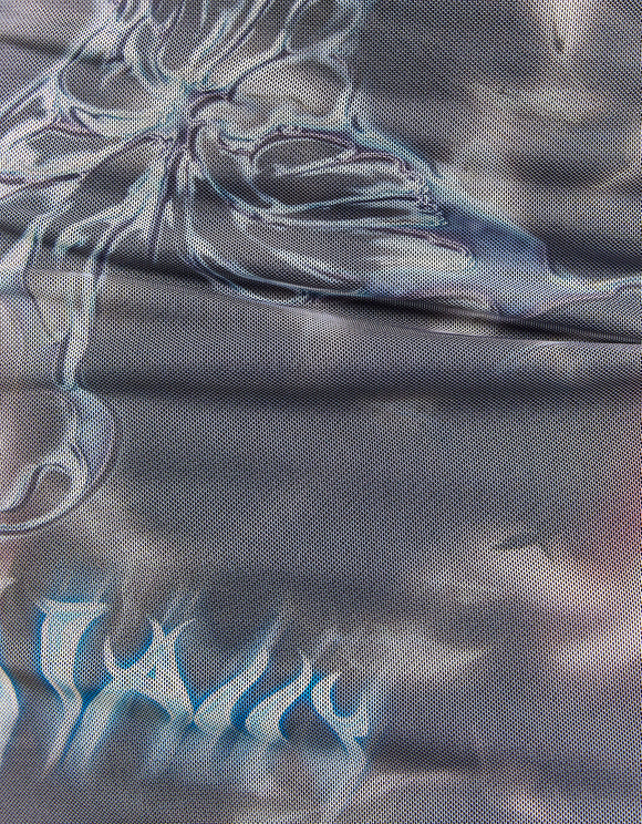 Ladies Patterned Mesh Skirt-Close Up View