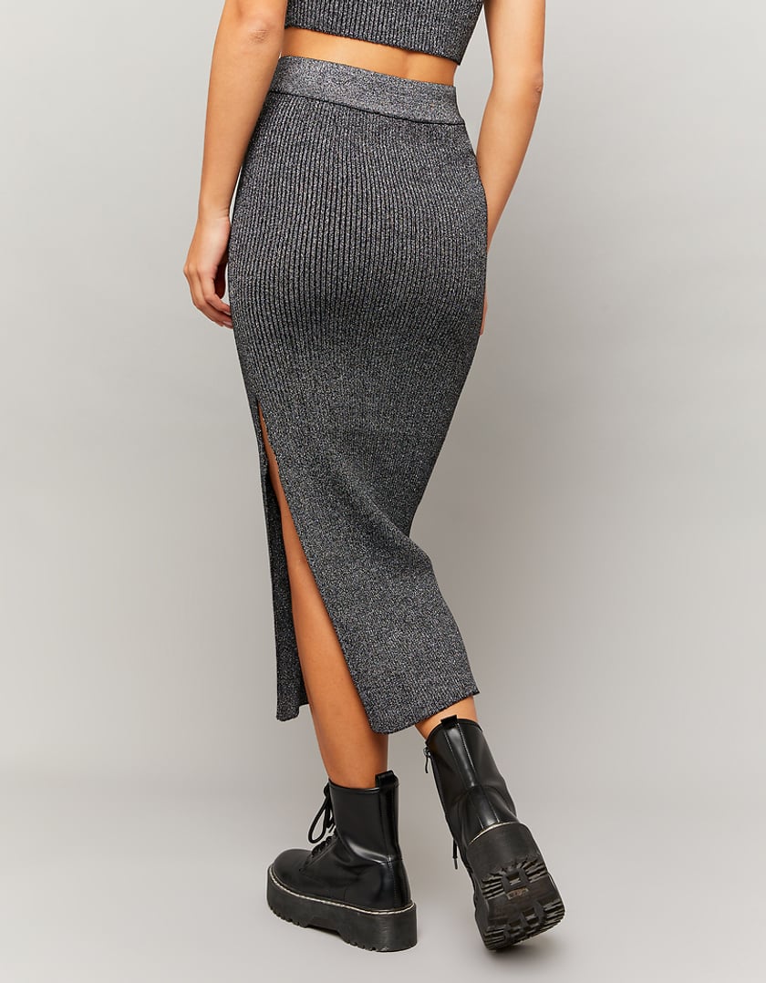 Tally Weijl Knit Lurex Skirt With Slit Black detail view