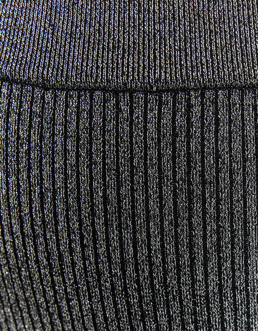 Ladies Knit Lurex Skirt With Slit-Close Up View